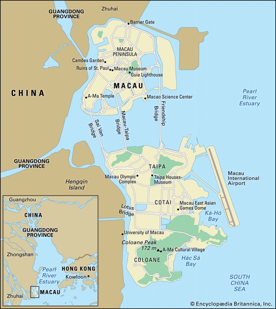 نقشه محل قرارگیری ماکائو
