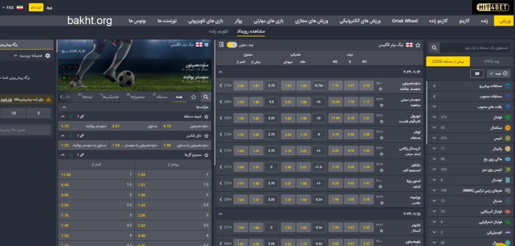 پیش بینی ورزشی هیت فور بت